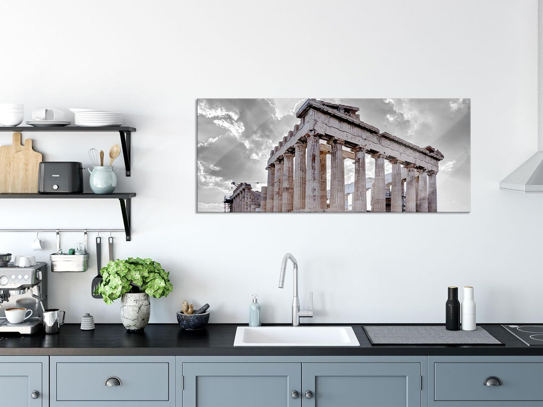 Glasbild Panorama | Wandbild aus Echtglas | Propyläe von Akropolis in Athen | 120x50 cm | inkl. Aufh