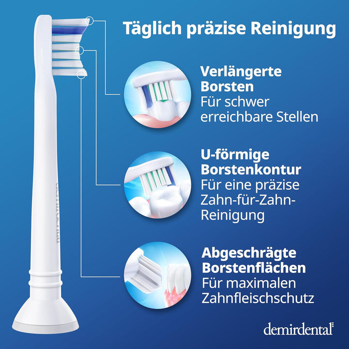 8er demirdental Ersatzbürsten passend für Philips Sonicare, Mini Hart Aufsätze & Aufsteckbürsten, Ha