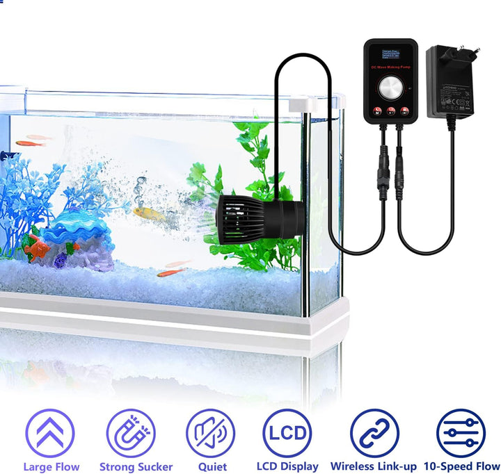 CONQUERALL 28W DC 24V Wave Maker 550-3910GPH Marine Aquarium Reef Powerhead 10-Speed Flow Controllab