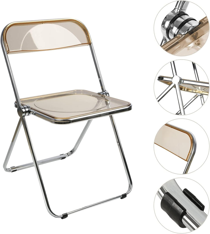 Esszimmerstühle 1er Set, Klappstuhl Stapelbarer, Acryl-Klappstühle, Küchenstuhl Mit Metallgestell, E