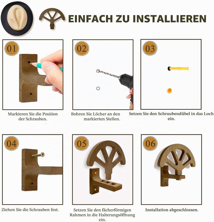 Cowboyhutständer, verstellbar, aus Holz, Wanddekoration, Kappenhalter für Schrank, Schlafzimmer, Woh
