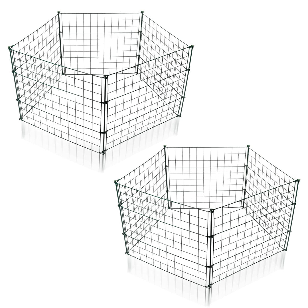 Herrselsam Teichzaun, 10tlg Set Gartenzaun Metall mit 22 Zaunelemente-10 Zaunelemente und 12 Befesti