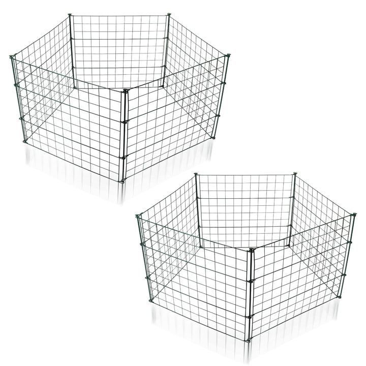 Herrselsam Teichzaun, 10tlg Set Gartenzaun Metall mit 22 Zaunelemente-10 Zaunelemente und 12 Befesti