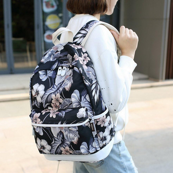 Acmebon Modischer Schulrucksack für Mädchen Laptop-Rucksack-Set 3-teilig für Frauen Blumen, Blumen