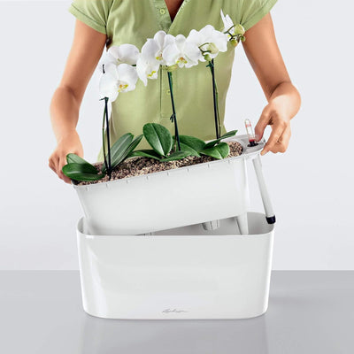 LECHUZA DELTA 20 weiss hochglanz 15560 Weiss Hochglanz 40x15x18 cm Tischgefäss, Weiss Hochglanz 40x1