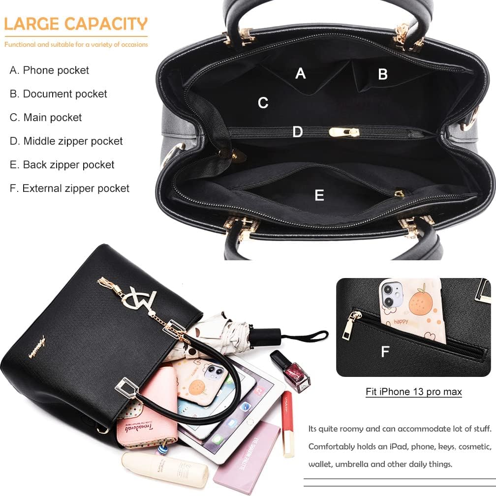 Damen Geldbörsen und Handtaschen Schultertaschen Designer Top Griff Satchel Tote Bag Schwarz, Schwar