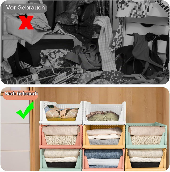 Diealles Shine Stapelbare Schubladenboxen, 8 Stück Kleiderschrank Organizer Ausziehbar, Plastik Schu