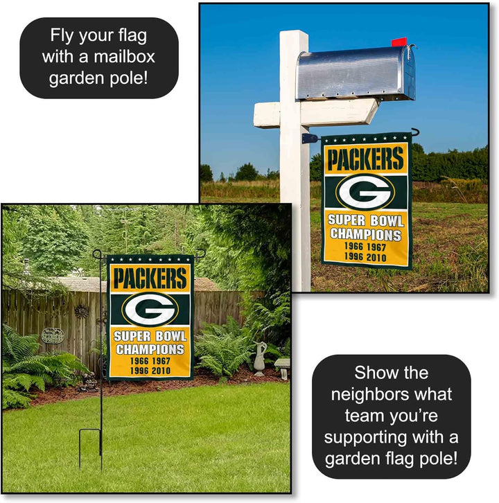 WinCraft Green Bay Packers 4 Time Super Bowl Champions Double Sided Garden Flag