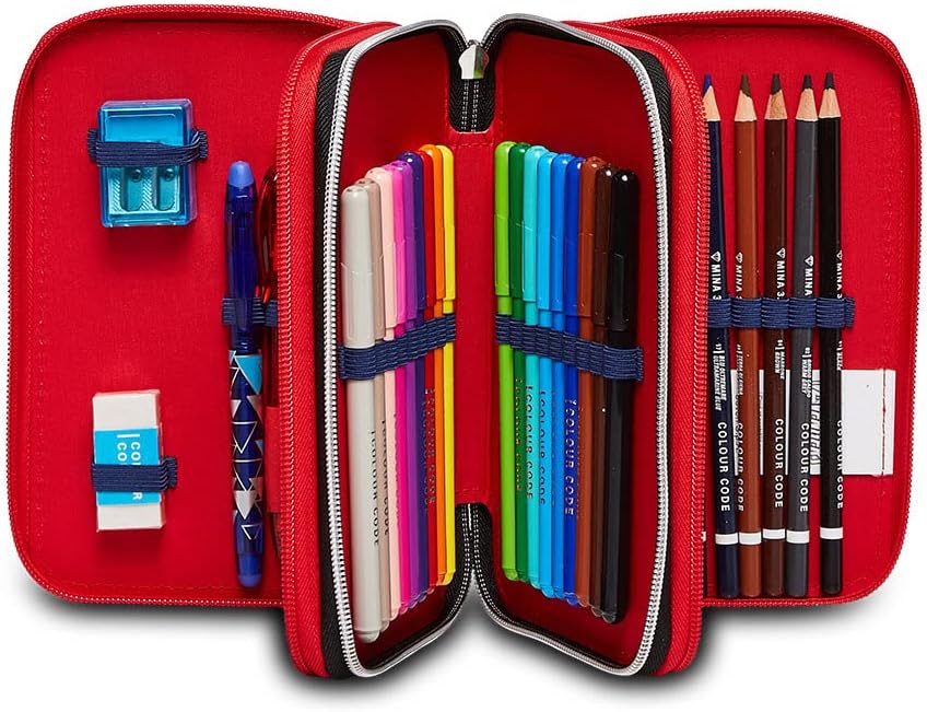 Seven Federmäppchen, Mäppchen, mehrfarbig, Federtasche für Schreibwaren, Etui mit Stiften, Kugelschr
