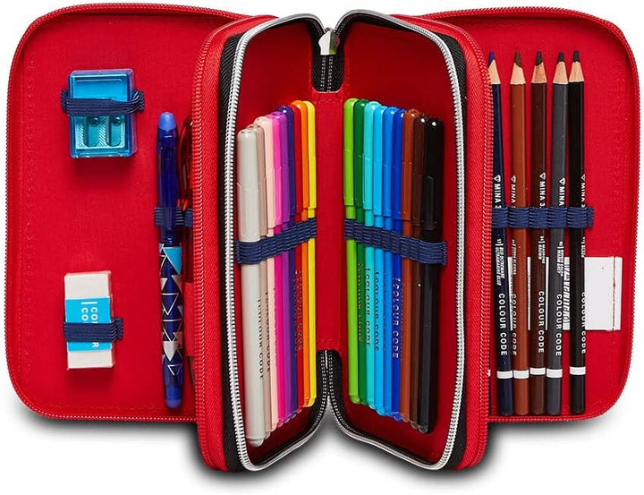 Seven Federmäppchen, Mäppchen, mehrfarbig, Federtasche für Schreibwaren, Etui mit Stiften, Kugelschr