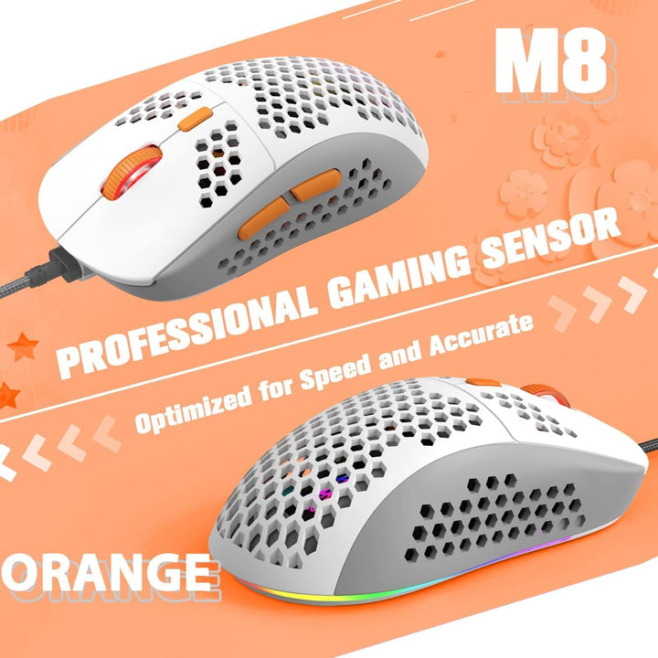 YINDIAO T8 60% RGB Gaming Tastatur und Maus Set + Gewendeltes USB-C Kabel,Kabelgebundene Mechanische
