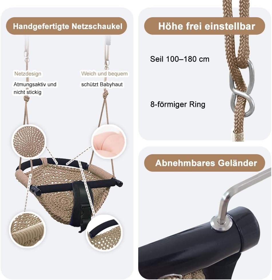 2-in-1-Schaukel für Kleinkinder. Schaukelsitz für Kinder mit verstellbaren Seilen, Robustes Seilspie