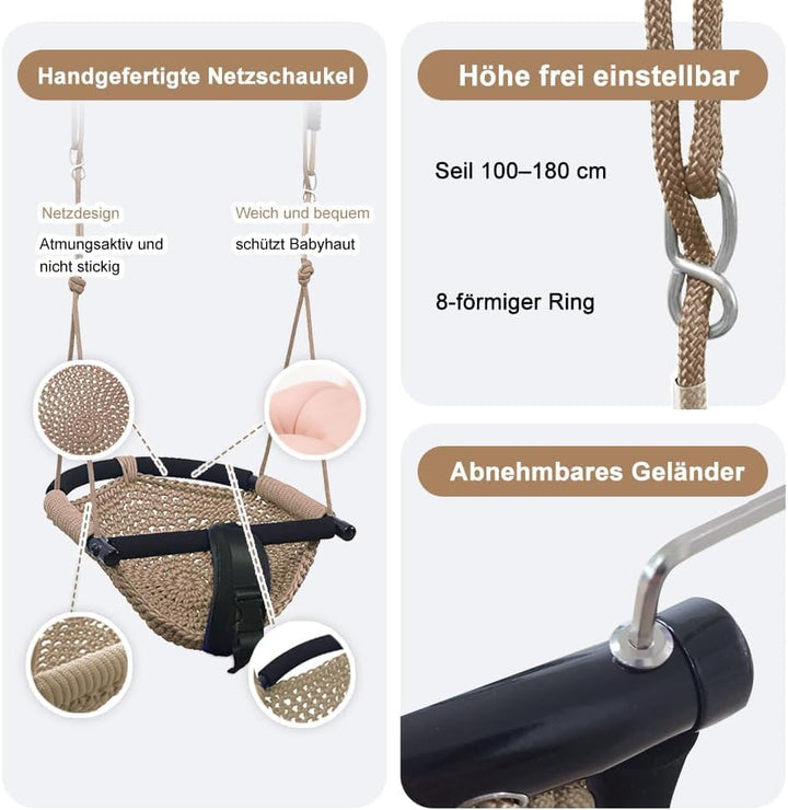2-in-1-Schaukel für Kleinkinder. Schaukelsitz für Kinder mit verstellbaren Seilen, Robustes Seilspie