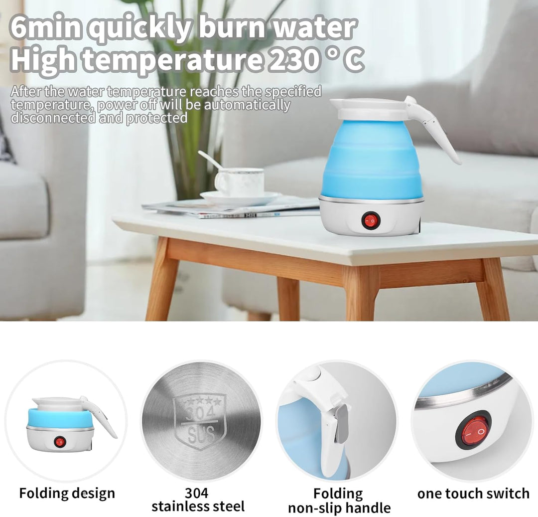 Faltbarer Wasserkocher 600ml Mini Wasserkocher Reise Wasserkocher Klein Faltbarer Wasserkocher Silik