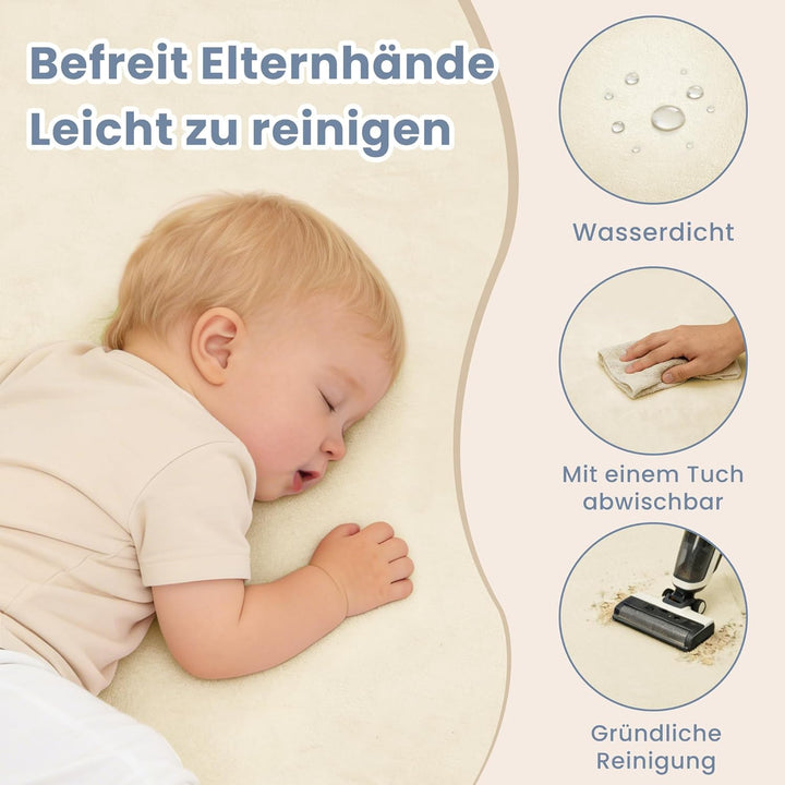 ACOMOPACK Baby Spielmatte aus 3cm dickem Memory-Schaumstoff, 127 x 127 cm, Kinder Laufstallmatte für
