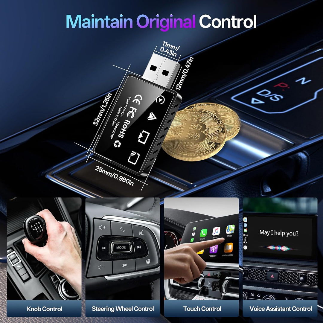 4in1 Wireless CarPlay Adapter – Kabelgebunden zu Kabellos für CarPlay &amp; Android Auto mit Mirror Link