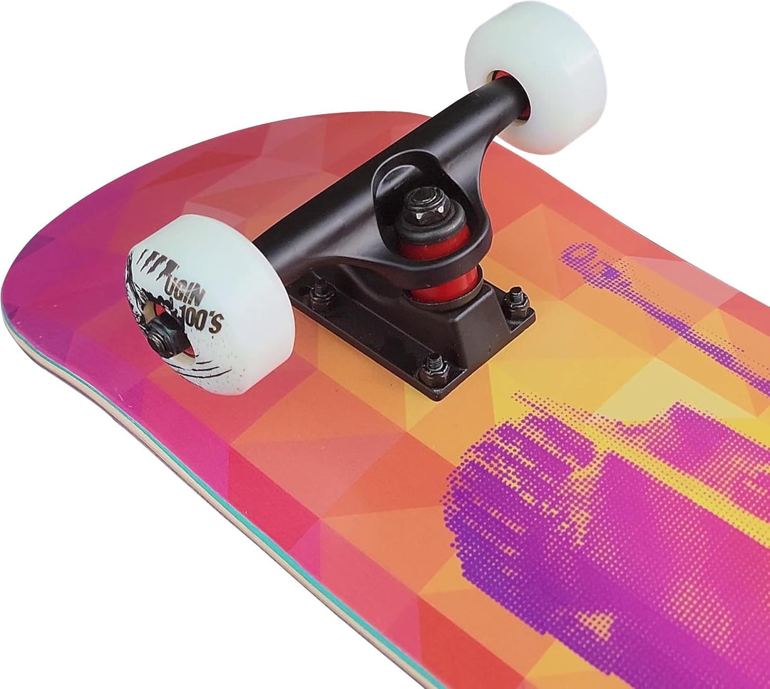 Komplett Skateboard Tiger-1 - für Kinder und Jugendliche - 7-lagiges Ahornholz Deck - Medium Concave
