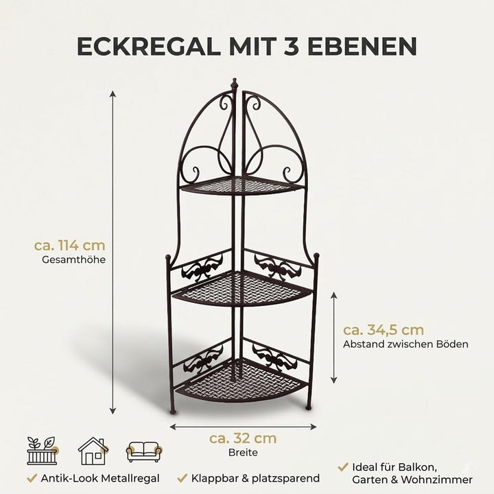 PrimoLiving Metall Garten Regal - Pflanzen Blumen Eckregal aus Metall - Pflanzenregal Garten und Bal