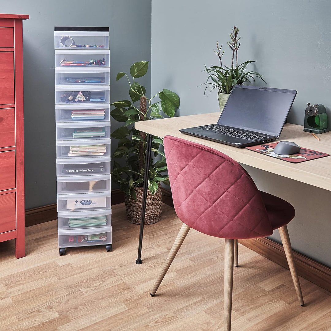 Iris Ohyama, Schubladenschrank auf Rollen, 12 Schubladen mit 7 L, mit Rollen, ergonomische Griffe, B