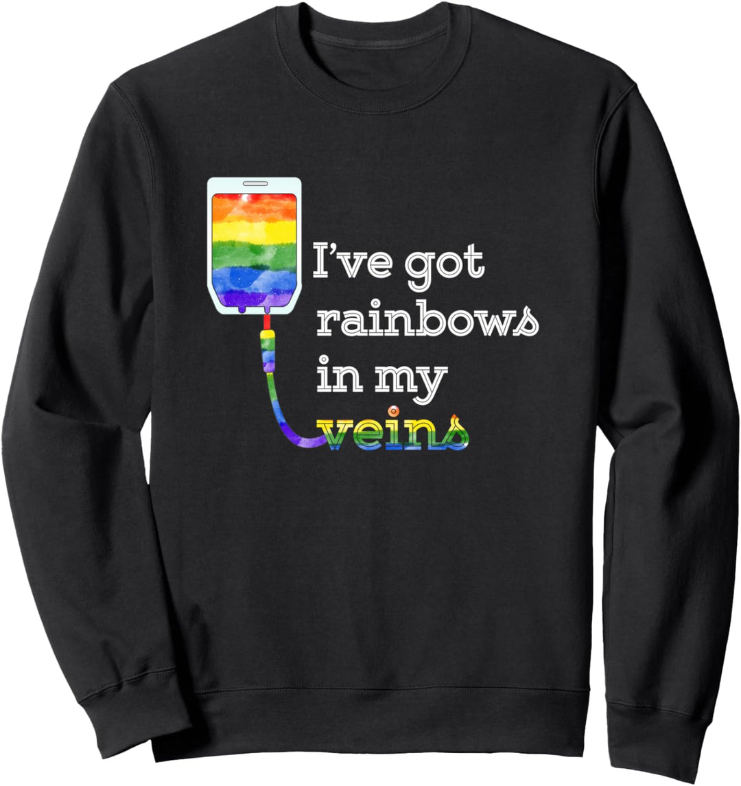 „I've Got Rainbows In My Veins“-Design – Pride Merchandise Sweatshirt