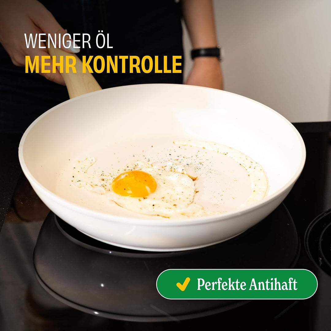 Cook & Pan - Go Ivory Pfannenset 2-teilig-Induktionsgeeignet-PFAS frei Keramik-Beschichtung -Antihaf