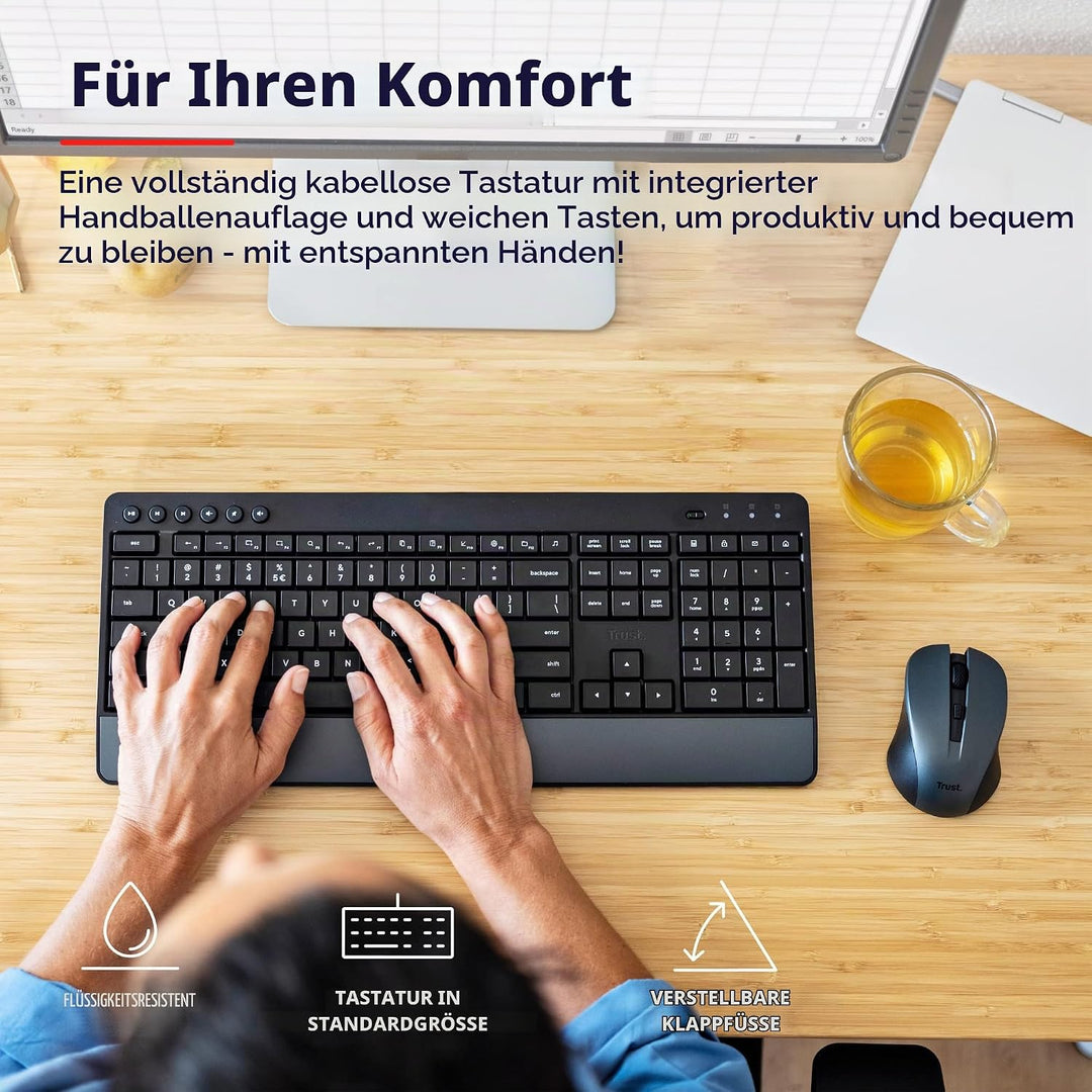 Trust Trezo Tastatur Maus Set Kabellos, Italienisches QWERTY-Layout