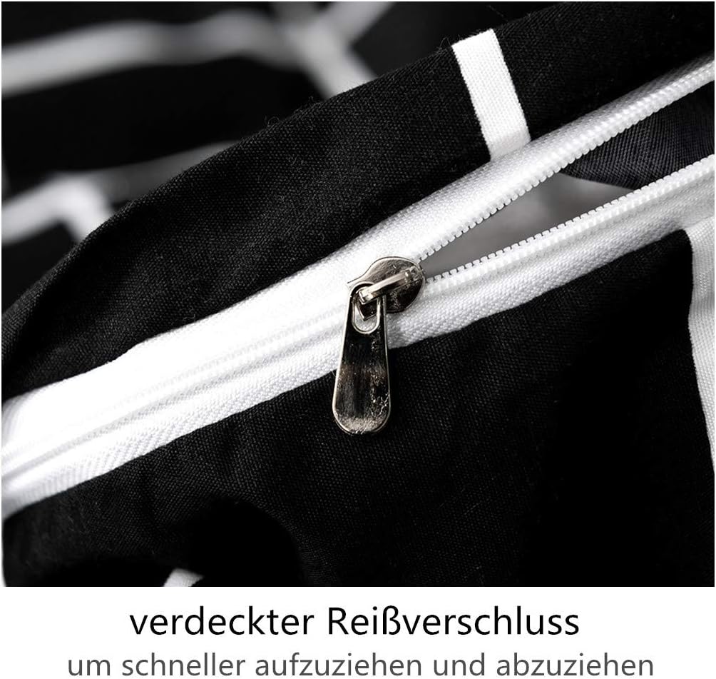 Boqingzhu Bettwäsche Kariert 135x200cm Schwarz Weiss Karo Modern Bettwäsche Set Microfaser Einzelbet