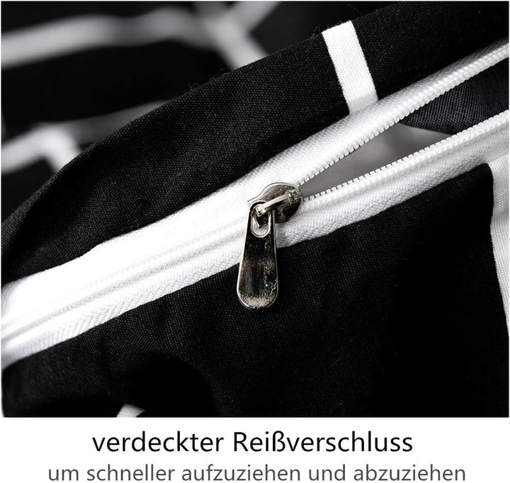 Boqingzhu Bettwäsche Kariert 135x200cm Schwarz Weiss Karo Modern Bettwäsche Set Microfaser Einzelbet