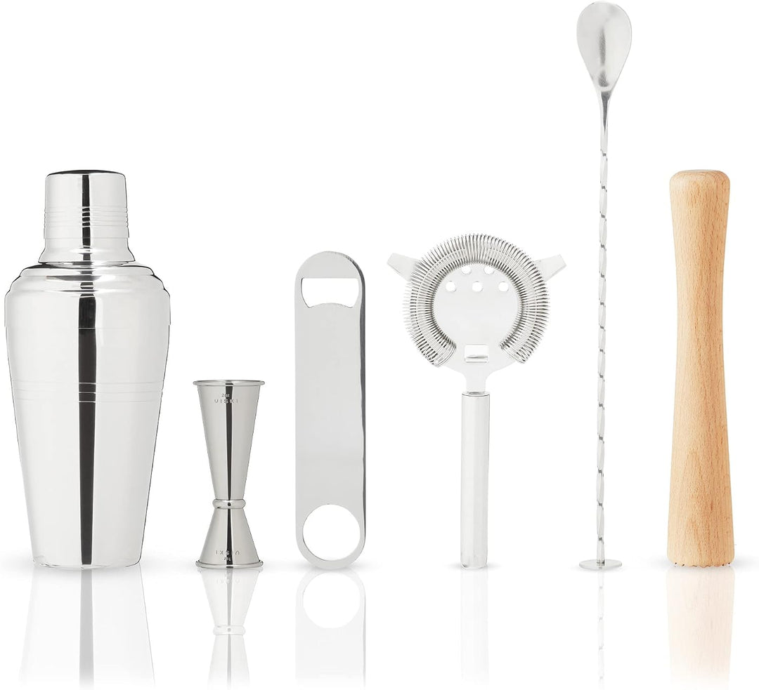 Viski 1090 Reise-Bar-Werkzeug Barzubehör-Sets, Edelstahl, braun, Braun