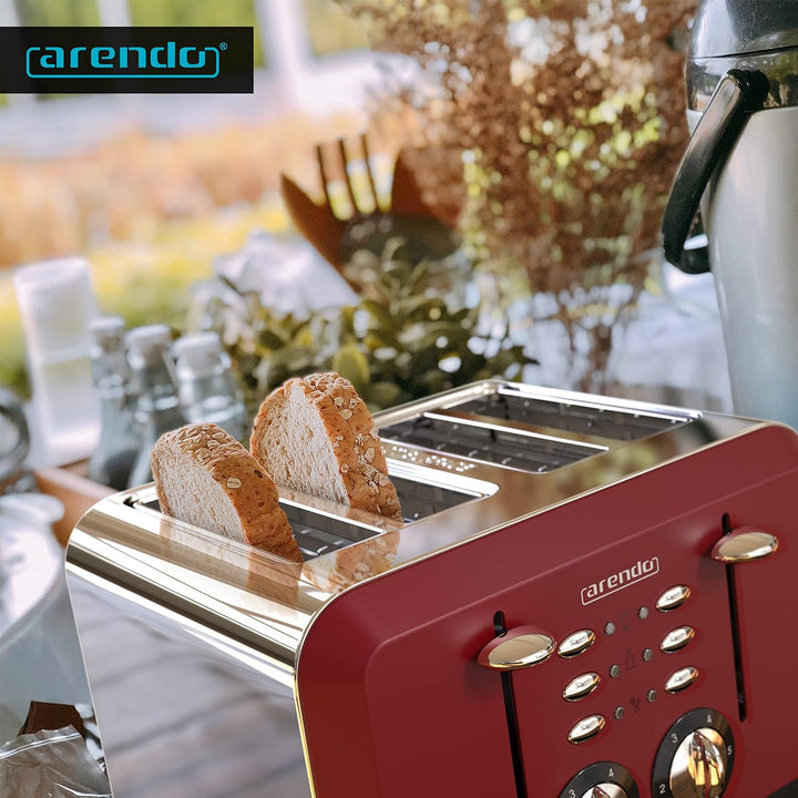 Arendo - Automatik Toaster 4 Scheiben - Edelstahlgehäuse - bis zu vier Sandwich und Toast-Scheiben -