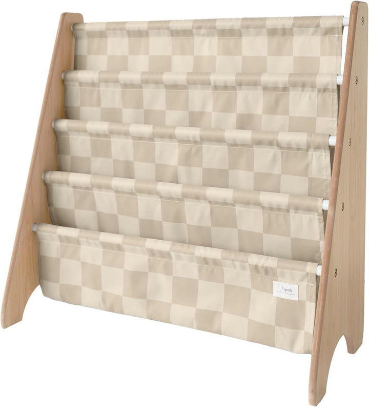 3 Sprouts Kinder Bücherregal aus Holz – Montessori Regal für Kinderzimmer - Schachbrettbeige, Schach
