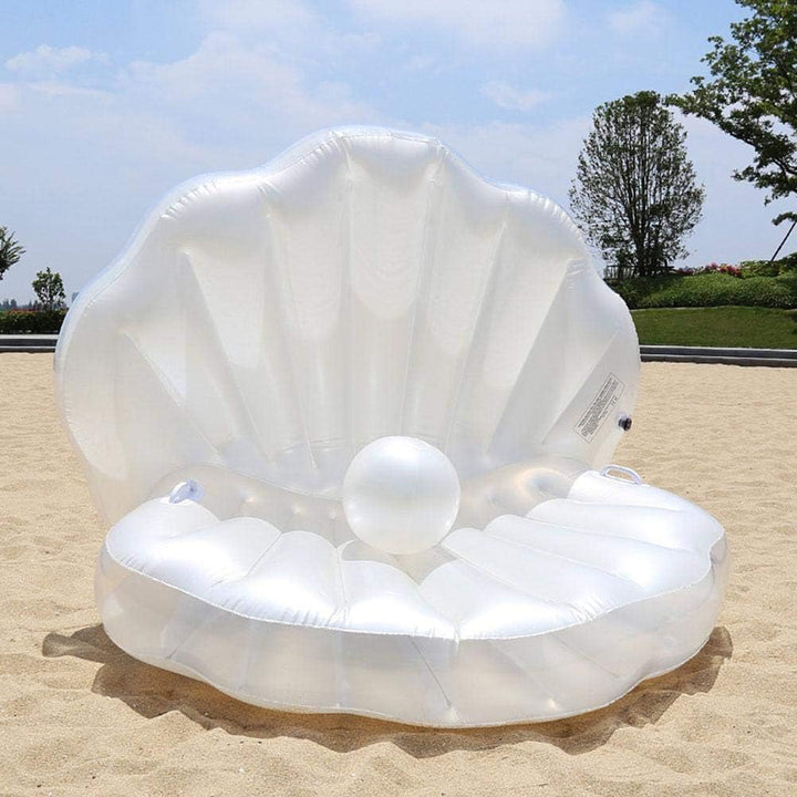 Aufblasbare Muschel Luftmatratze mit Perlenball, Riesiger Muschel-Pool-Schwimmer & Loungesessel, Pre