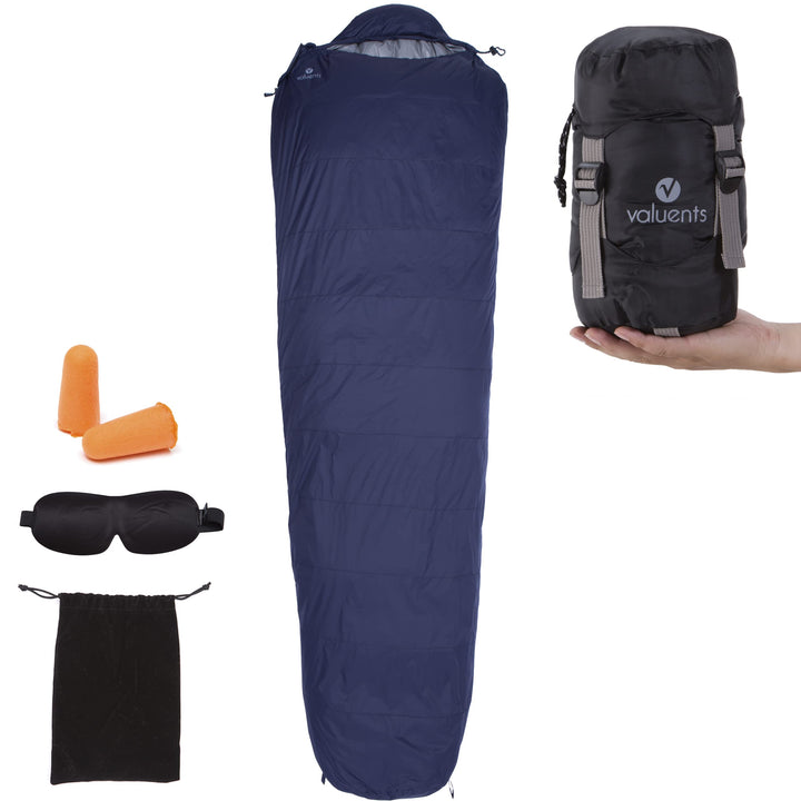 valuents Outdoor Daunenschlafsack 215cm– Ultraleicht und warm – Füllung: Entendaunen (190g) – down S