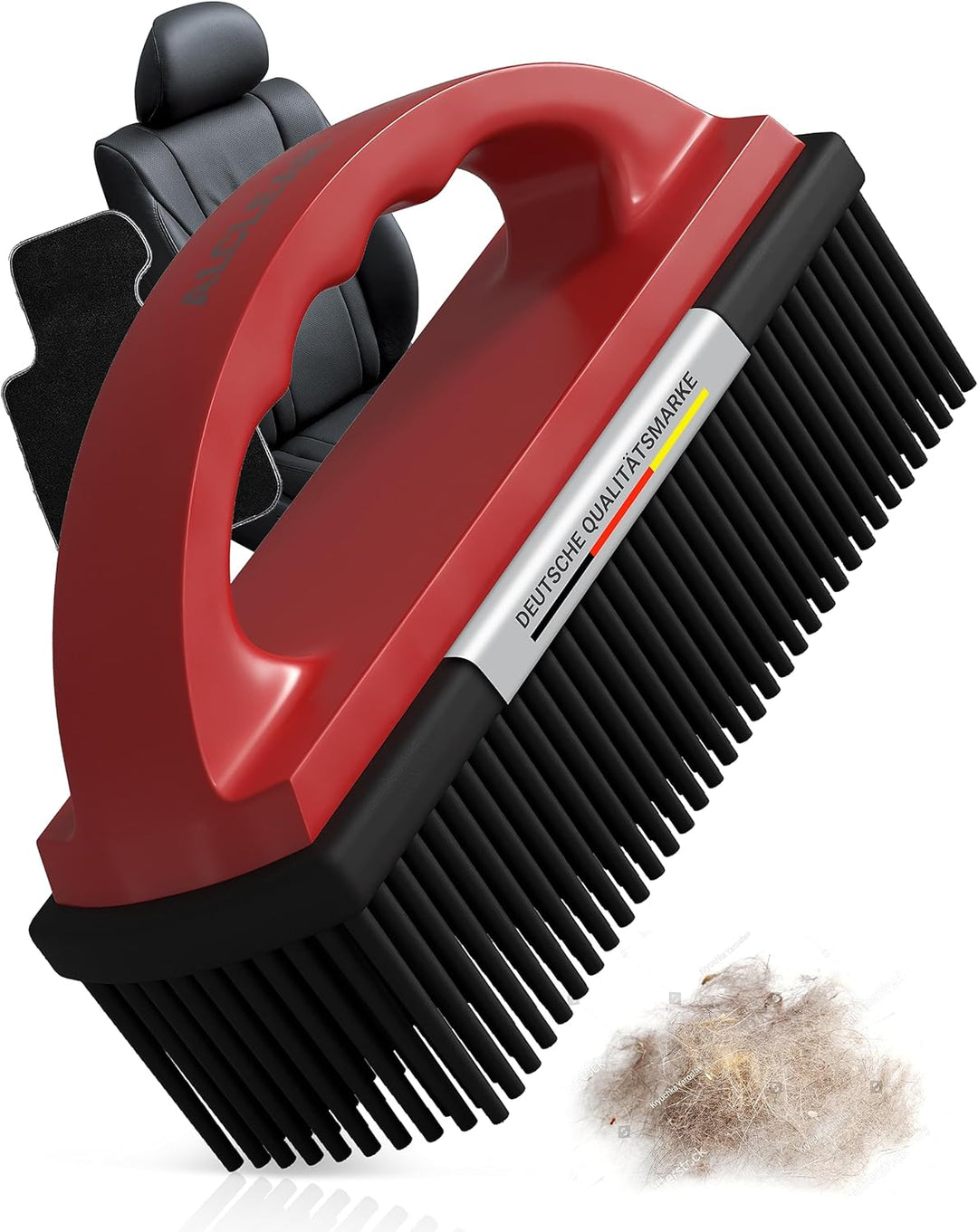 ALCLEAR 9519 Tierhaarbürste zur Entfernung von Tierhaaren auf Fahrzeugpolstern und Teppichen rot, ro