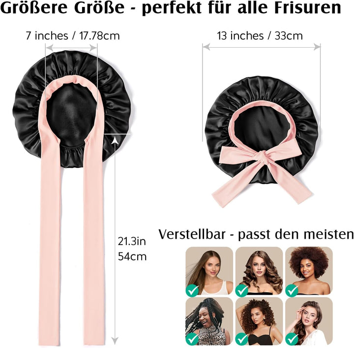 Umisleep 22 Momme Schlafmütze aus 100% Maulbeerseide, doppelseidige weiche Nachtmütze für lockiges H