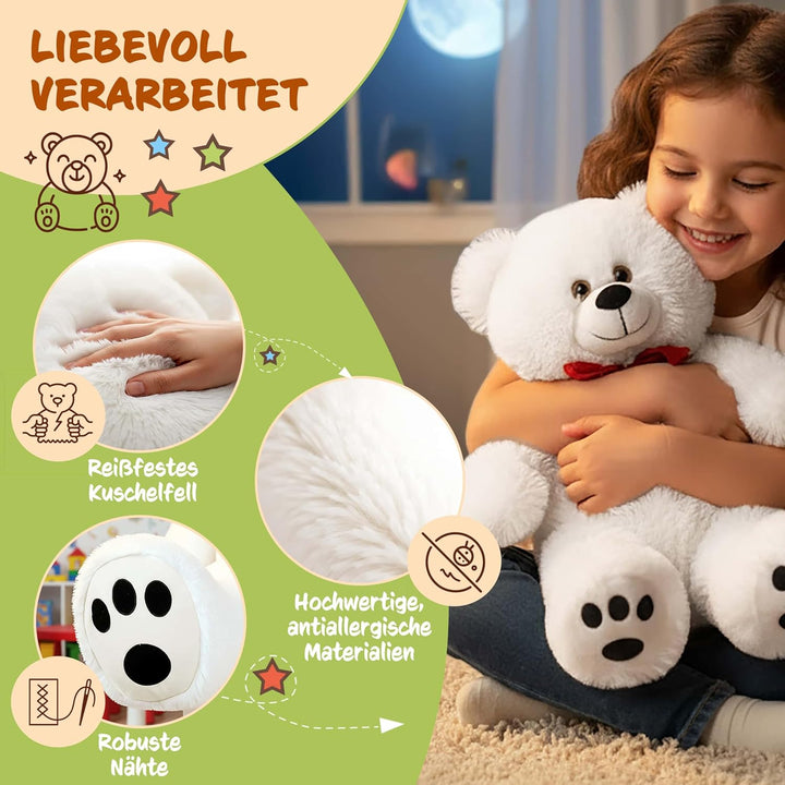 monzana® Teddybär L - XXXL 50-175cm Weiches Fell Schleife Tatzendruck Geschenk Plüschtier Kuscheltie
