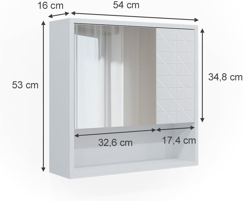 Vicco Bad Spiegelschrank Agasta, Weiss Hochglanz, 54 x 53 cm Weiss Hochglanz Spiegelschrank, Weiss H