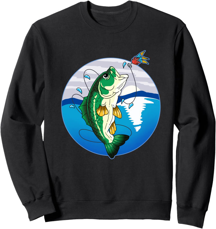 Grosser Mund Bass Angeln Geschenk Sweatshirt
