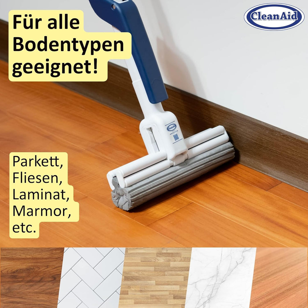 CleanAid OneTouch Magic Wischmopp Bodenwischer - saugstarker PVA Schwamm - Bodenwischen ohne nasse u