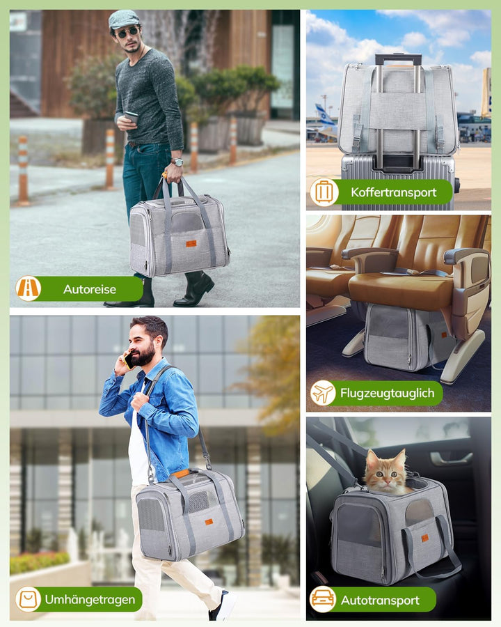 Morpilot Katzentransportbox für grosse Katzen und Welpen bis 7kg, Katzenbox Hundetasche mit Sicherhe