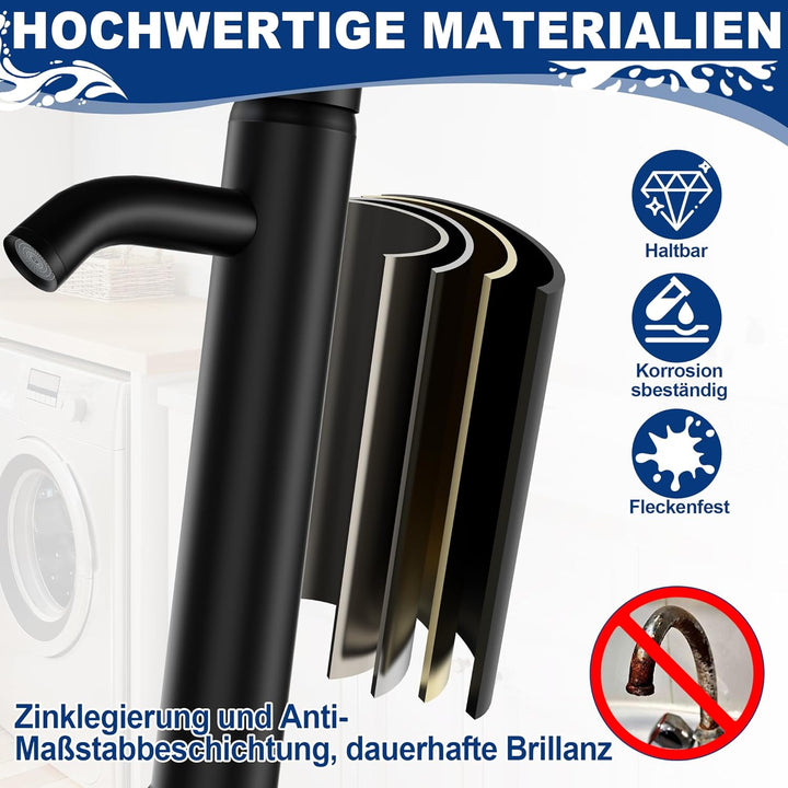 Wasserhahn Küche Schwarz Küchenarmatur mit Auslaufhöhe 20 cm Spülenarmatur Waschtischarmatur Keramik