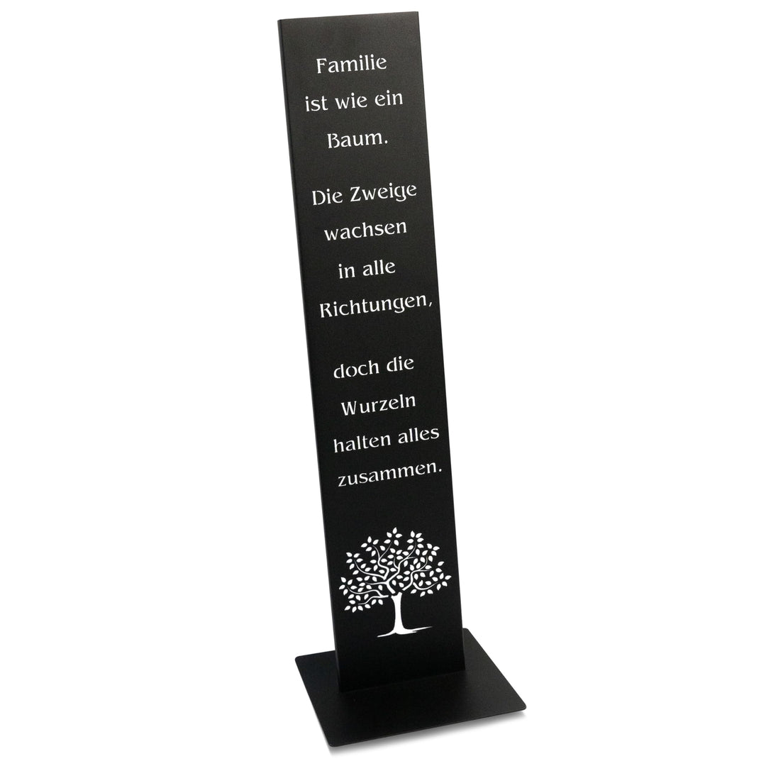 Rostikal Familie Spruchtafel 100 cm – Schwarzes Deko-Schild für Garten und Wohnzimmer aus Metall mit