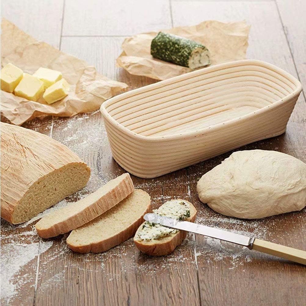 Banneton Brotgärkörbe, ovaler Sauerteig-Gärkörbe mit Leinen-Auskleidung für handwerkliche Brotherste
