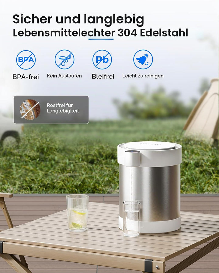 Waterdrop Sofortiges Nicht-Schwerkraft-Wasserfiltersystem, 21-Tassen-Edelstahl-Arbeitsplatten-Wasser