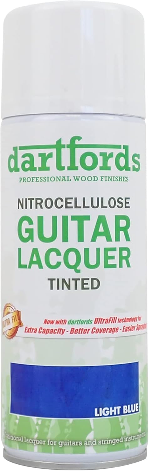 dartfords Nitrozellulose-Gitarrenlack, getönt, Blau (hell), Sprühdose, 400 ml Blau (Leicht) 400 ml A