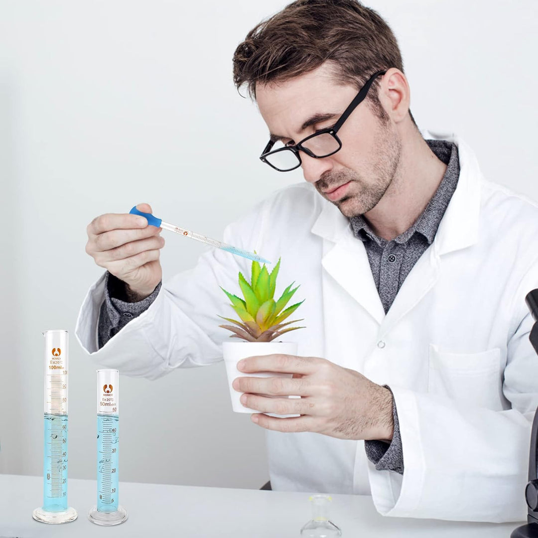 Glas Pipette Glas Messzylinder Set, Glas Pipette Dropper, 4 Stück Transfer Pipette 5ml 10ml,2 Stück