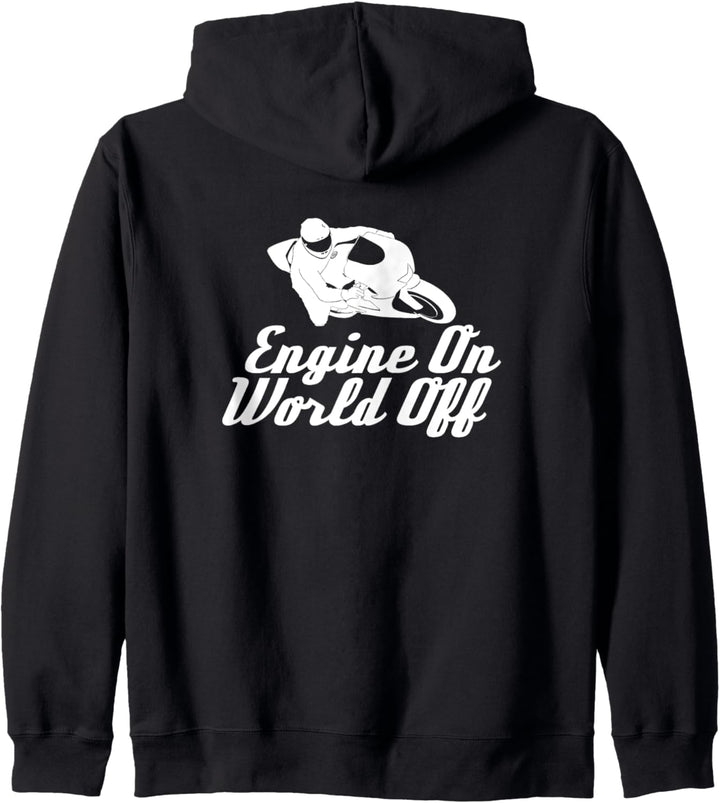 Engine On - World Off | Sport Motorrad Kapuzenjacke