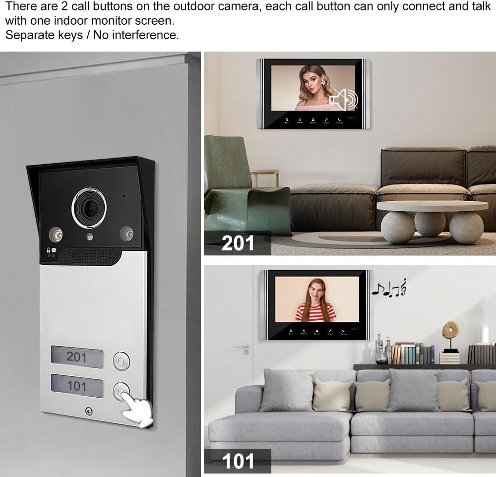 FTes RFKits WLAN Wireless Video Türsprechanlage,1080P Aussenkamera,7 Zoll Touchscreen Wireless Monit
