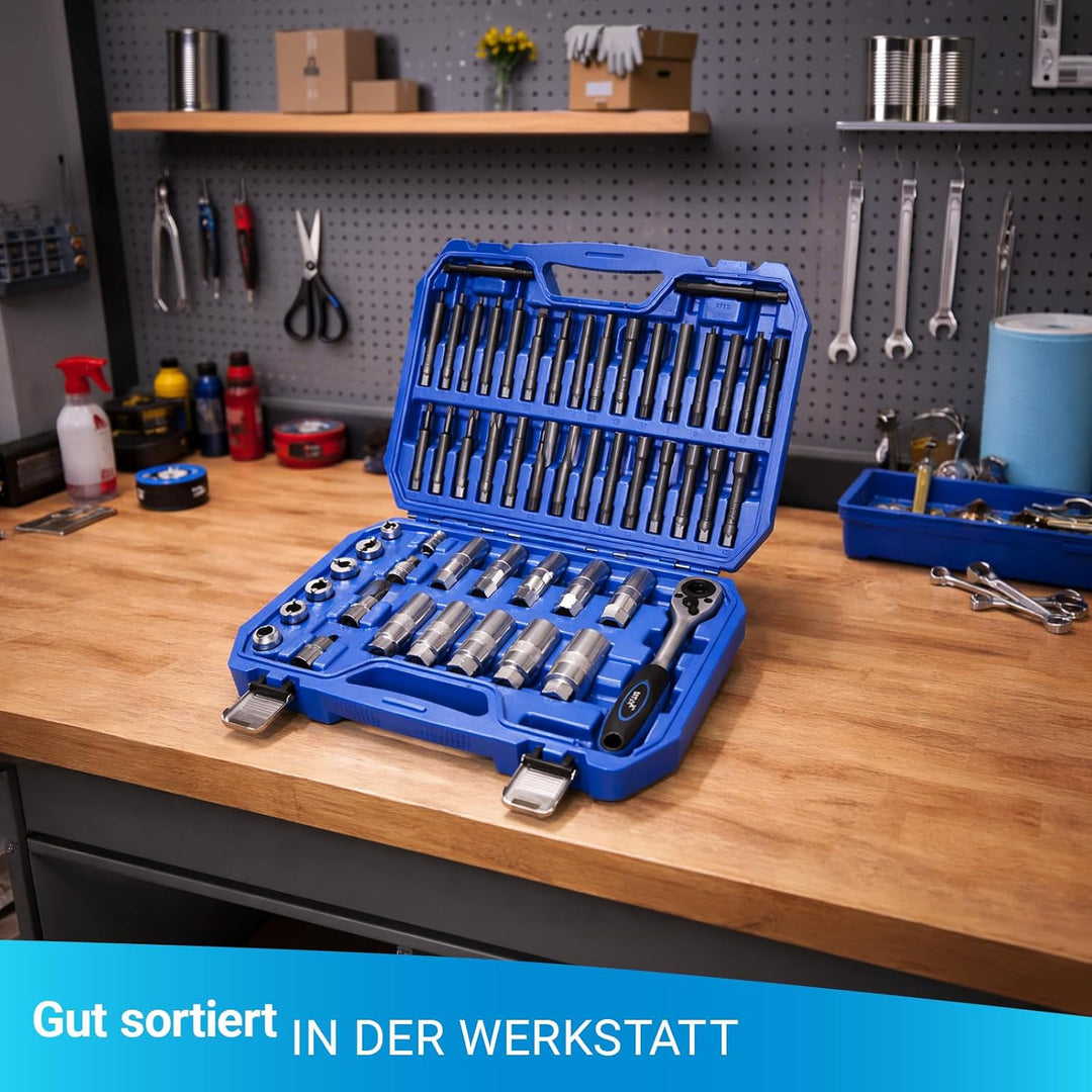 BITUXX 43 TLG. Stossdämpfer Werkzeug Set Steckschlüssel Satz Domlager Dämpferschlüssel Federbein Sch