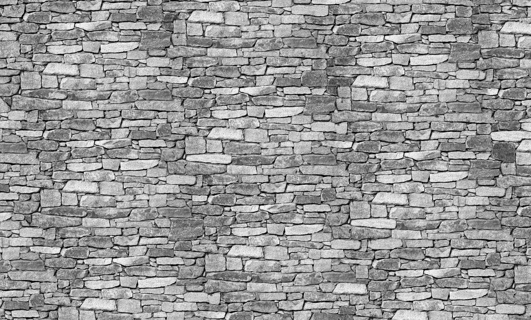 wandmotiv24 Garderobe Natursteinmauer Grau Querformat - 69x40 (BxH) - Leinwand Wandgarderobe, inklus